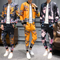 Chinese style Qing Dynasty emperor yellow robe Dragon robe coat fat plus size mens jacket Jacket trousers Sports suit