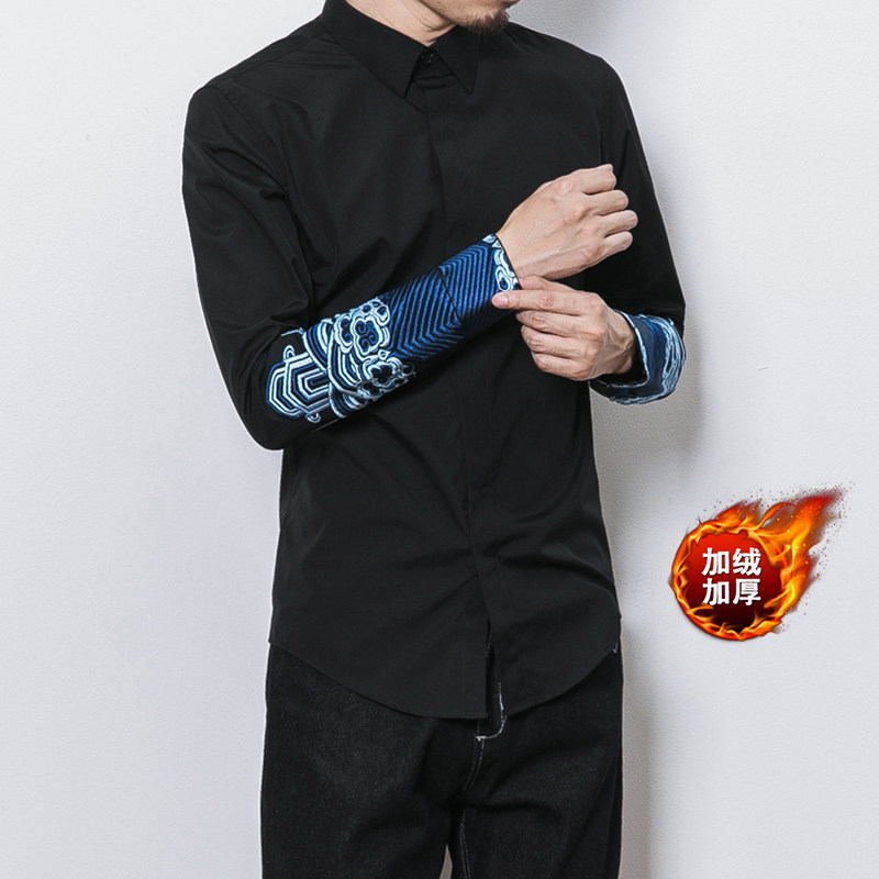 Spring Chinese style embroidery Baylor Minye House coat male Gua 2021 New Tang dress Long sleeve shirt thin tide large size