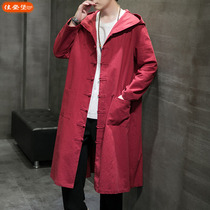 Chinese wind repair fairy wind clothes mens hat goosehood gowns gown gowns autumn cloak men big code red long gowns gowns