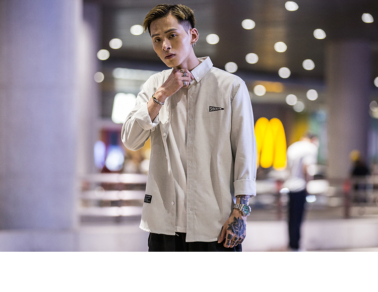 UXE Nhật Bản phong cách Harajuku đơn giản áo sơ mi dài tay nam triều hoàn toàn mới áo sơ mi kẻ caro
