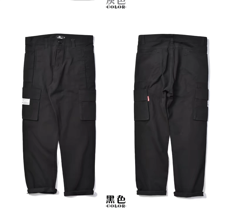 UXE Nhật Bản retro túi trắng tiêu chuẩn quần yếm nam hip hop thủy triều thương hiệu quần sinh viên thẳng quần giản dị quần áo nam hàng hiệu