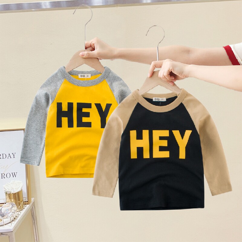 Foreign trade tail single children's clothing new 2022 autumn T-shirt cotton baby long-sleeved top boys bottoming shirt INS tide