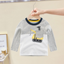 Foreign Trade Brand discount childrens clothing 2023 new boy cartoon excavator long sleeve cotton sport T shirt tide