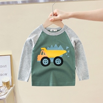 Brand discount and cleaning store childrens Han Edition 2023 new cotton cartoon round - collar long - sleeve T - shirt blouse