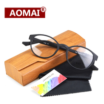 Ultra light Fashion mens and womens glasses black round frame retro reading glasses anti-radiation anti-fatigue HD resin lens