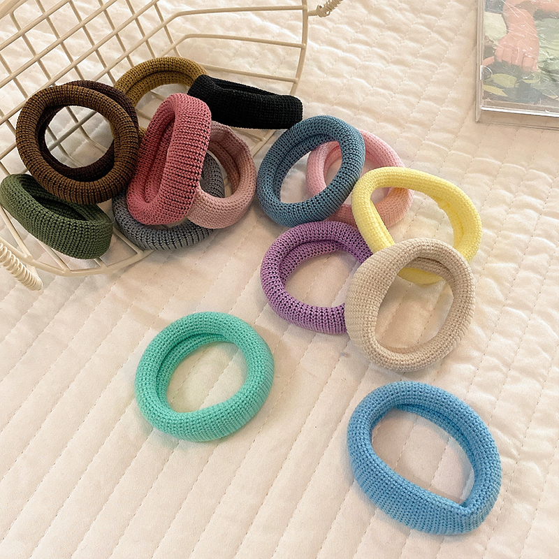 Candy Color Hair Line Hair Collar Women Autumn Winter Korea Ins hair Circle Hair Balls head knit Knitted Hair Accessories Leather Fascia Hair Ring