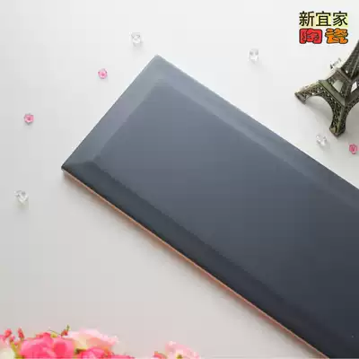100x300 black glossy porcelain piece Nordic style matte beveled bread tile powder room tile bathroom wall tile