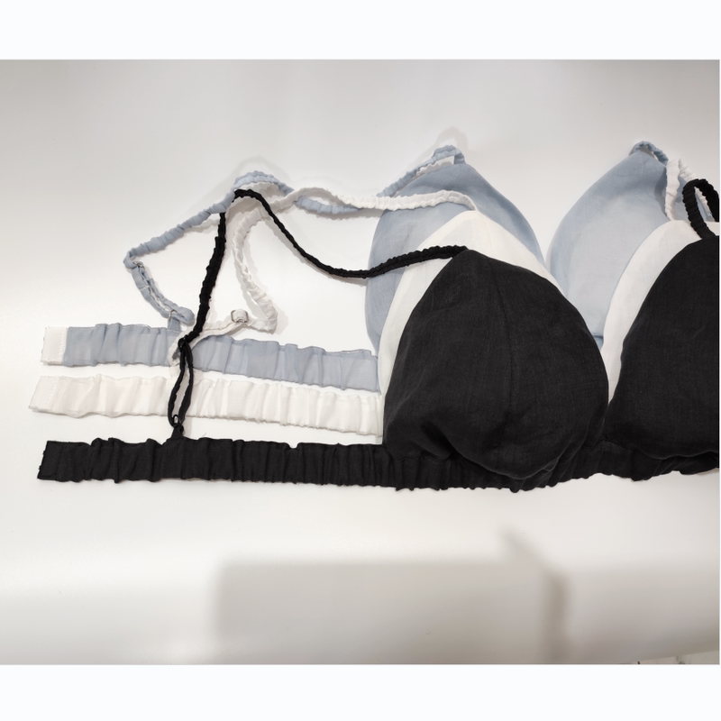 Ramie~Wire-Free Underwear with Triangular Cups, Lightweight and Breathable, Silk Chest Pads, Anti-Bump, Non-Restrictive Bra
