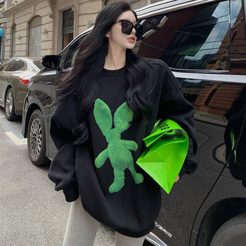 Mid-length sweater women's autumn and winter 2021 new style lazy style design niche oversize cover ass black