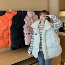 White cotton waistcoat jacket womens clothing autumn and winter outside lap vest laminated wearing loose cannons foreign air big code waistcoat outside