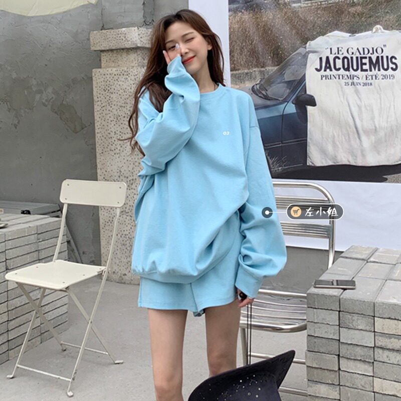 Sports and leisure fashion suit female spring and autumn 2022 new thick cotton T shorts net red small individual piece set