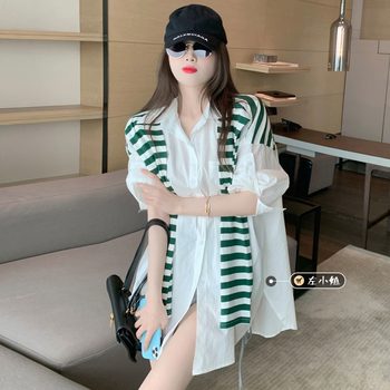 White shawl shirt women's spring and autumn design niche shirt 2021 new retro Hong Kong style long-sleeved top