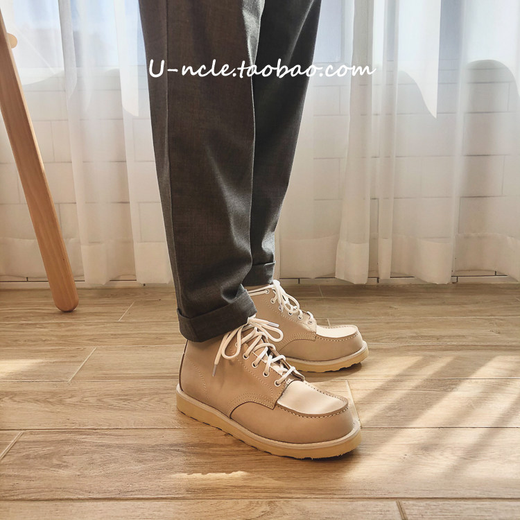 Uncle U's ins style handmade retro leather frosted leather short boots 875 men and women couple Martin tooling shoes