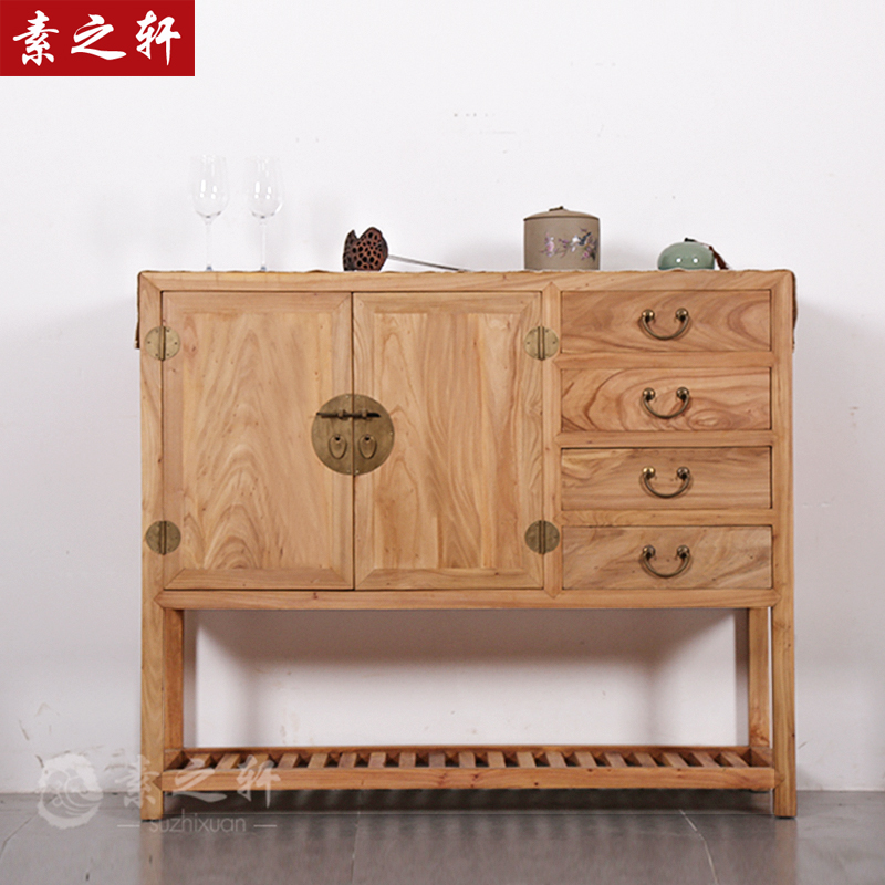 Old elm shoe cabinet new Chinese style solid wood door log home living room modern minimalist door shoe cabinet porch cabinet