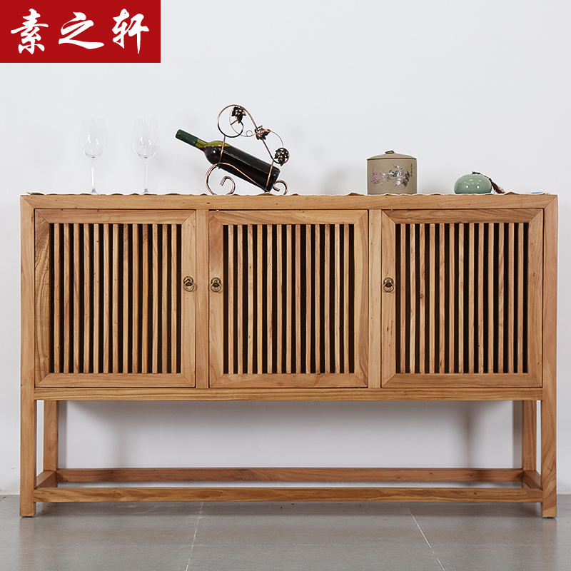 New Chinese dining cabinet Solid wood Xuan Xuan Xuan Xuan Xinhuan Old elm shoe cabinet paint-free reception cabinet