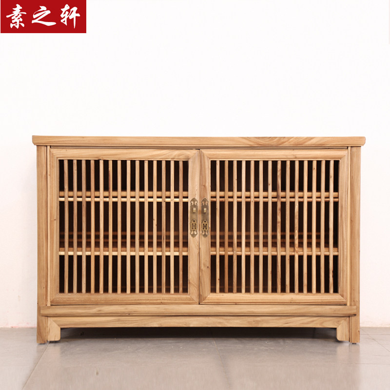 Old elm dining cabinet modern simple solid wood dining room furniture tea cabinet new Chinese paint-free storage cabinet shoe cabinet