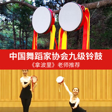 Детский бубен 中国舞蹈家协会考级专用九级拿波里飘带铃鼓少儿童舞蹈手拍鼓道具