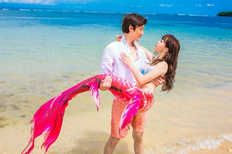 Mermaid new purple black swimsuit fish skirt aquarium show oversized tail fins