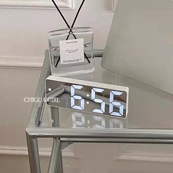 Ins silent digital electronic clock alarm clock luminous mirror student desktop smart simple multifunctional clock desktop