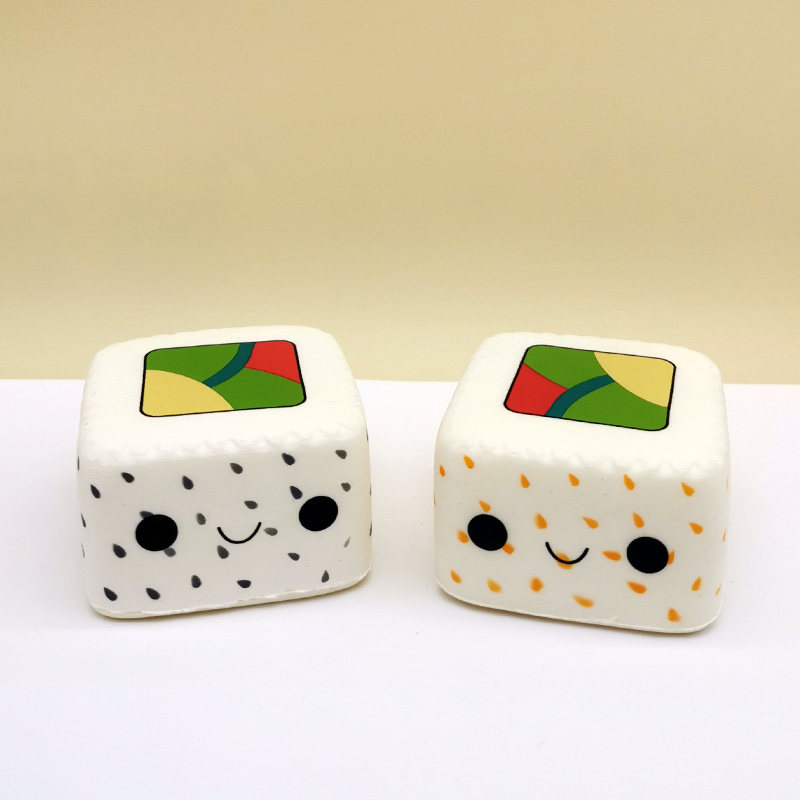 Emulated Food Square Rice Sushi Slow Rebound Pinch of Pinch Pressure PU foaming with scented toy Squishy