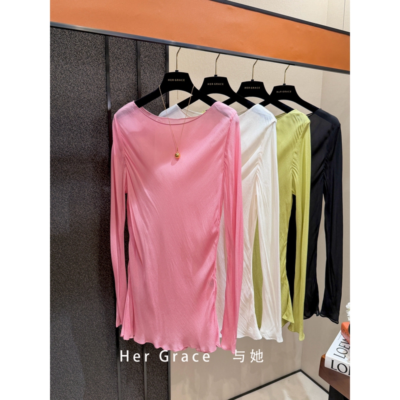 Original Pink Long-Sleeved Shirt for Women, Summer Lightweight, Breathable, Sun-Protective High-End Top, New High-End Women's Clothing from Shenzhen Nanyou