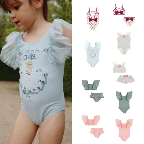 Летний розовый раздельный купальник для девочек для плавания