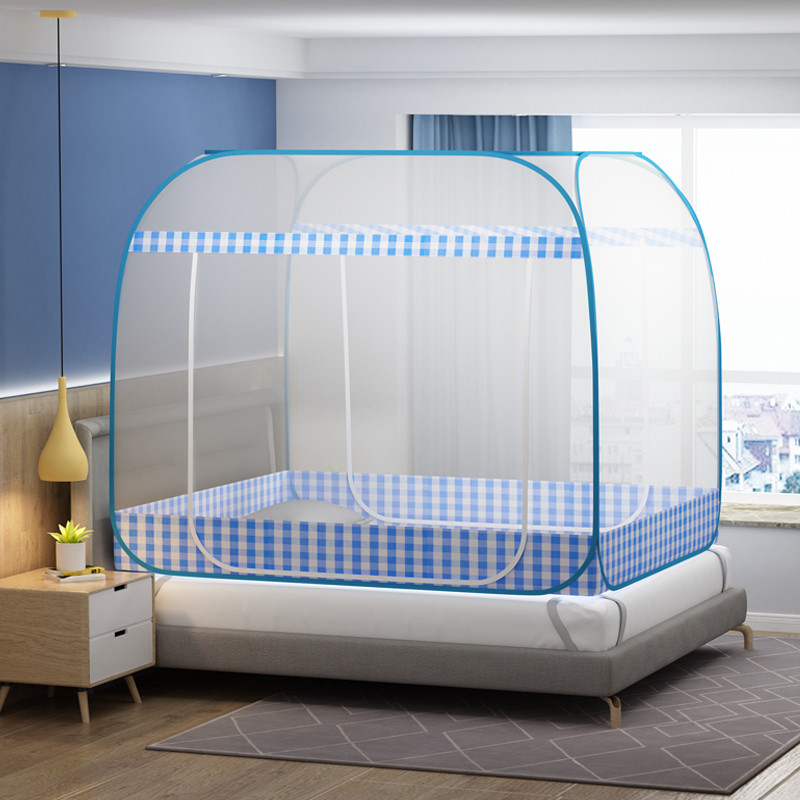 Square Mongolia bag mosquito net large space household double bed 1 8m 1 5m double door with solid single bed 1 2M meter