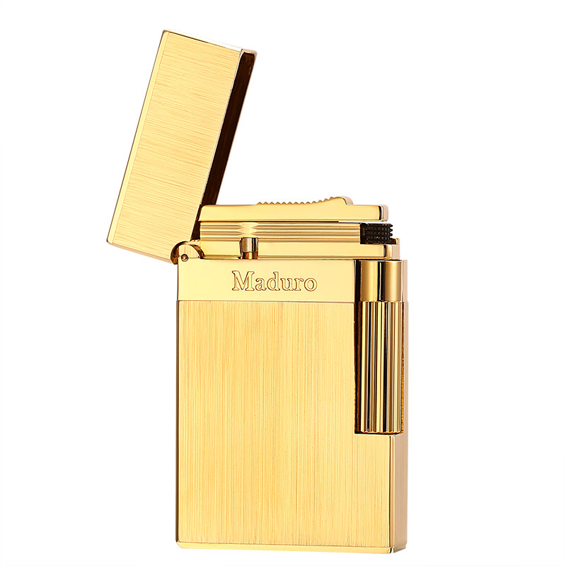 Maduro Lang Sound Lighter Full Copper Inflatable Side Slide Grinding Wheel Gas Lighter Steel Sound Crisp Business Gifts Men