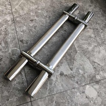 Frame-free glass door handle stainless steel adjustable hole position push Ramen flat pipe handle silver oval door pull handle