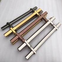 No frame glass door pull handle rose gold titanium gold handle hole distance adjustable silver color push-pull wood door stainless steel big handle