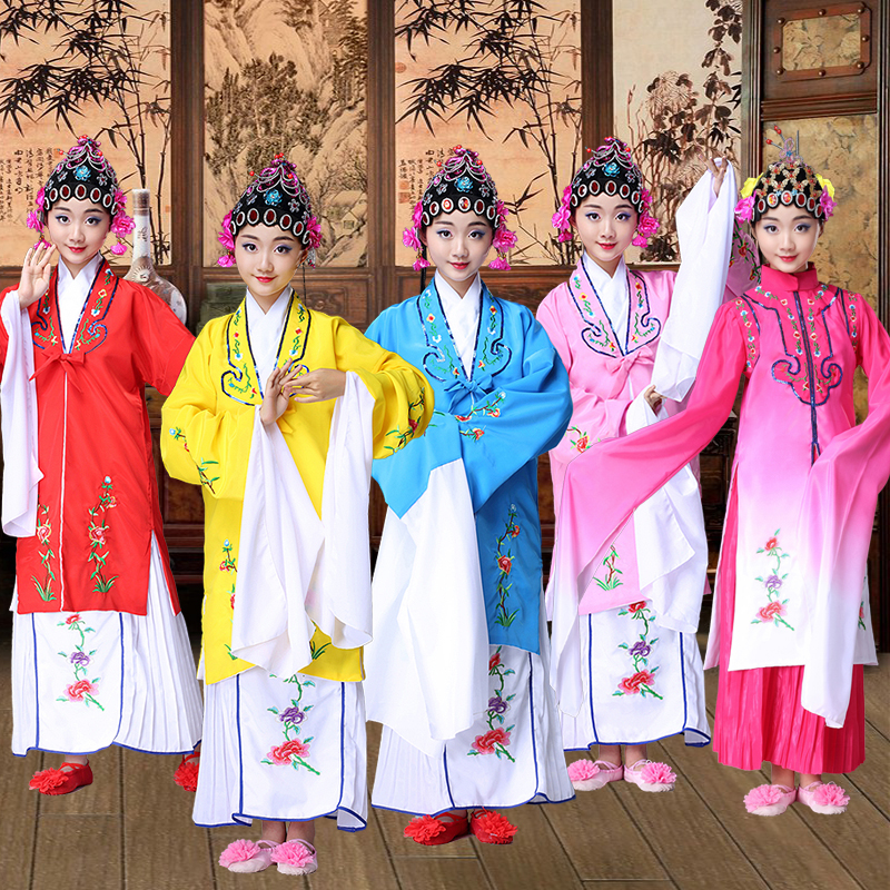 Trang phục trẻ em, hoa đẹp, trang phục, bé gái, opera Bắc Kinh, Huangmei, Tsing Yi, luyện tập, tay áo, trang phục opera, áo khoác trẻ em nữ
