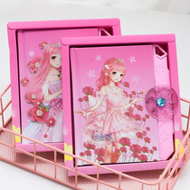 Princess gyro code book Female cute girl heart with lock beautiful hand ledger Childrens primary school diary simple
