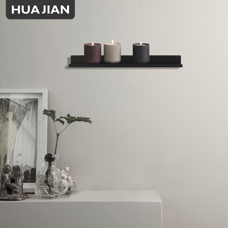 Bathroom rack wall one-word partition display rack living room wall-mounted shelf wash dressing table black storage board