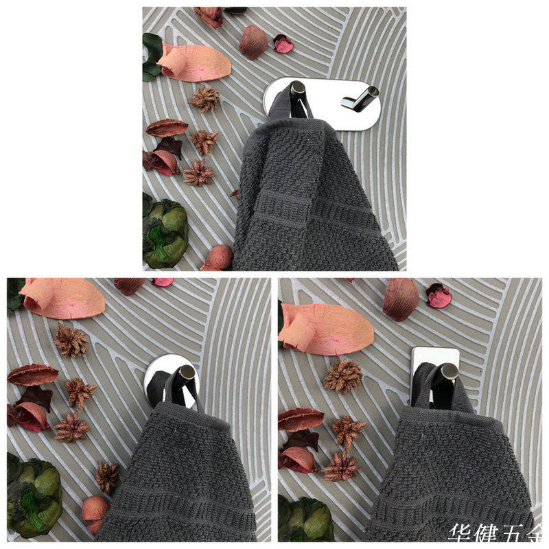 Non-perforated hanging hook 304 stainless steel oblique column design 3M non-marking hook Bathroom hook towel