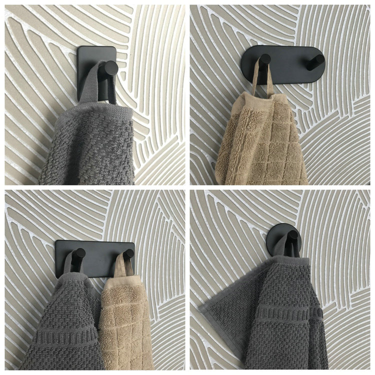 Punch-free 3m non-marking hook hook Nordic wrought iron dumb black inclined column design clothes hook decorative adhesive hook