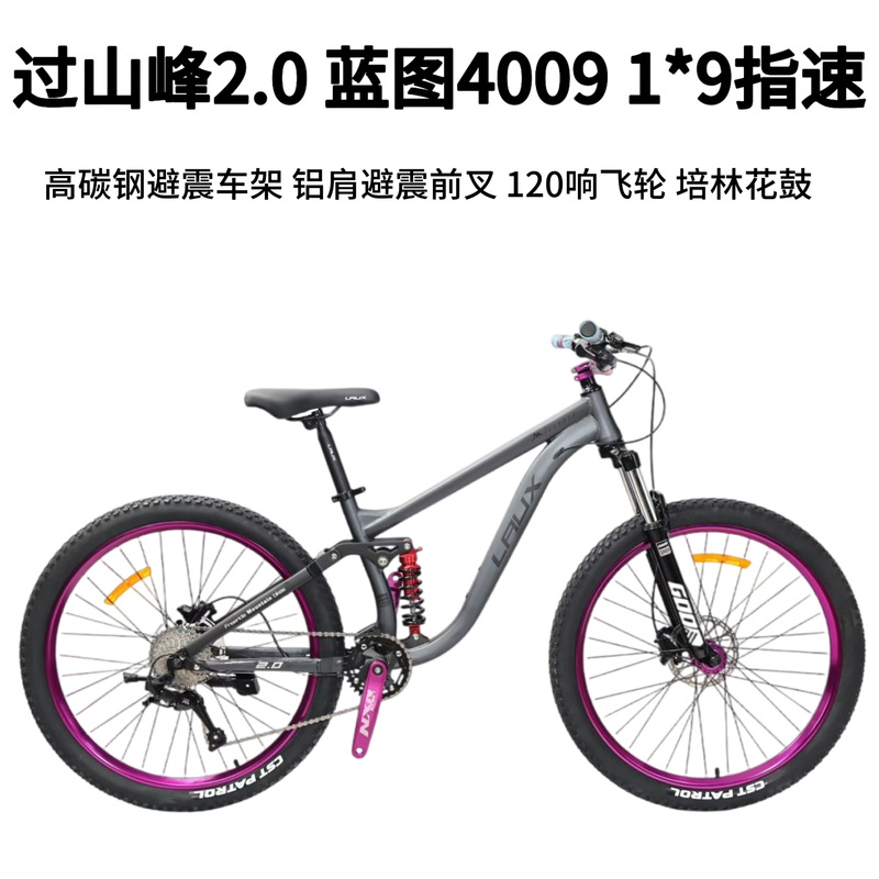 Rex Overmountain 2.0 Soft-Tail Mountain Bike with Dual Shock Absorption, Street-Style Hub, Hydraulic Disc Brakes, Student Bike, Off-Road