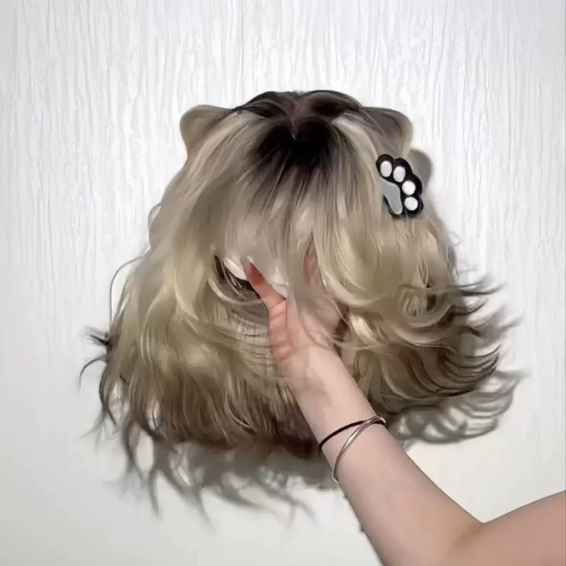 【Siamese Kitten】Wig for Women, Short Curly Hair, Versatile for Daily Use, Wool Curls, Lolita Paris Style, Dyed Full Wig 【Siamese Kitten】Wig for Women, Short Curly Hair, Versatile for Daily Use, Wool Curls, Lolita Paris Style, Dyed Full Wig