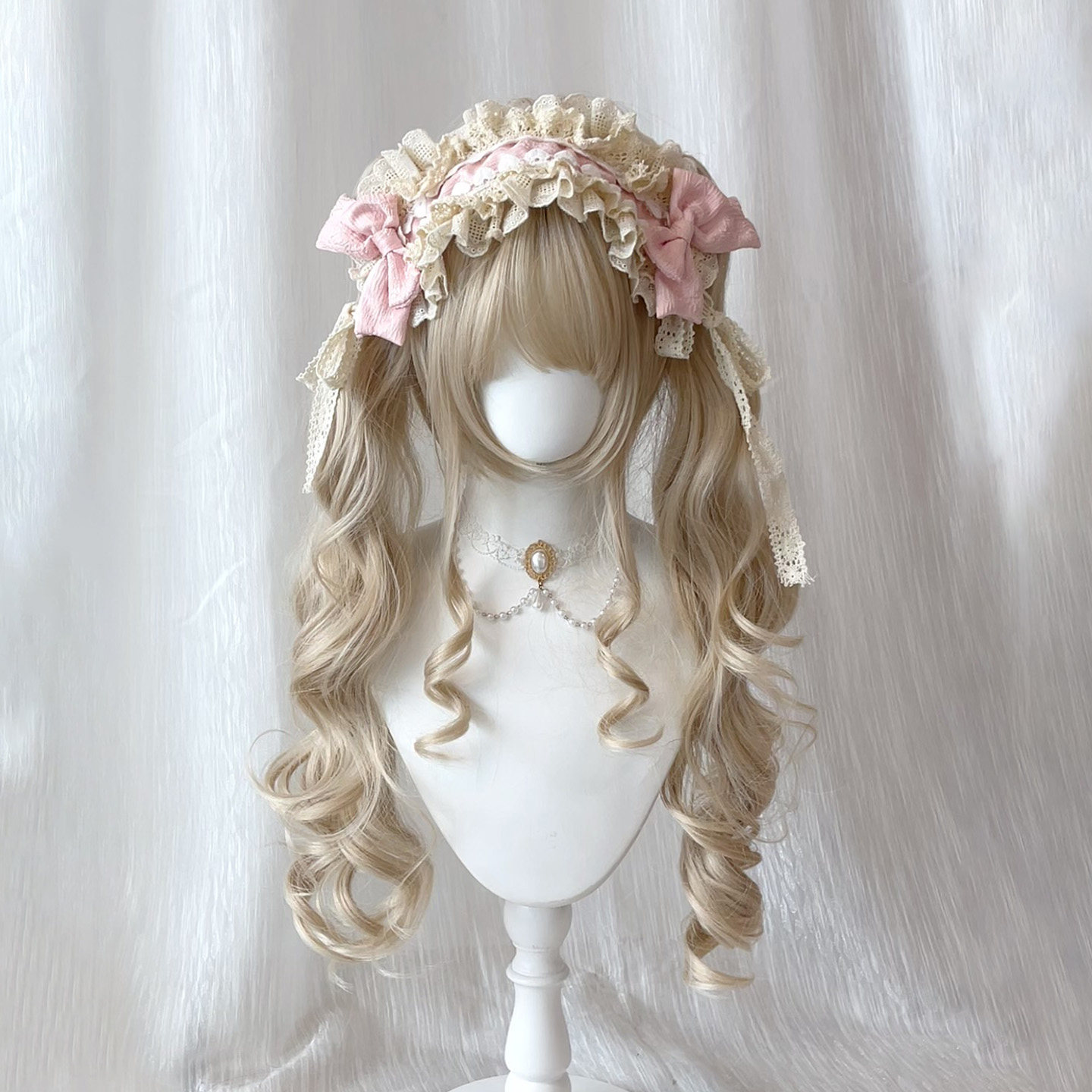[Otome Dream Diary] Lolita Wig Girl with Double Ponytail Clip, Japanese Style Lolita Roman Curl