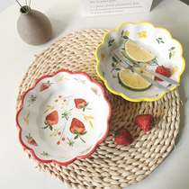 Creative Fruit Salad Bowl CERAMIC CHERRY BOWL CUTE CEREAL BOWL MESH RED CUTLERY PERSONALITY DESSERT BOWL BREAKFAST BOWL