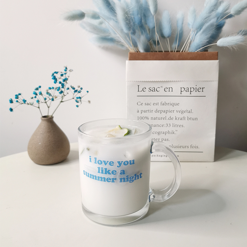 ins glass I love you like a summer night English confession love words milk cup coffee breakfast cup