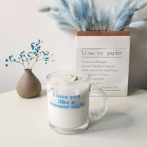 ins glass cues i love you English table white love words milk cup coffee breakfast mug like summer night