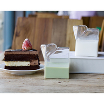  Japanese-style square milk cup High temperature resistant glass milk box fresh milk box household breakfast cup