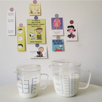 High temperature resistant glass measuring cup with scale milk cup with lid microwave baking tool Childrens home breakfast cup