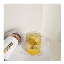 Milk cup with breakfast cup Home Heat resistant transparent glass mug Nordic ins net red water cup brief frescoed