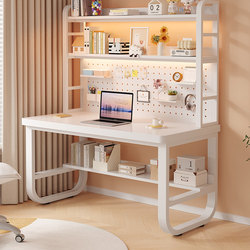 Solid Wood Table Computer Desk Bedroom For Home Desk Bookshelf Integrated Small Apartment Hole Board Desktop Study Table