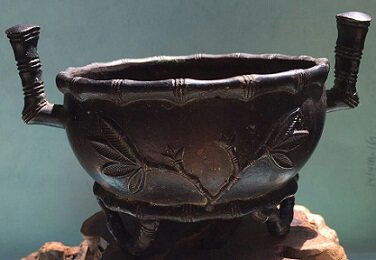 Bamboo decorative copper incense burner height 80mm diameter 96mm