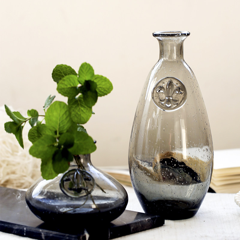 Brief Modern Creative Tobacco Grey Dry Flower Bubble Vases Transparent Glass Vases Glassware Living-room Pendulum