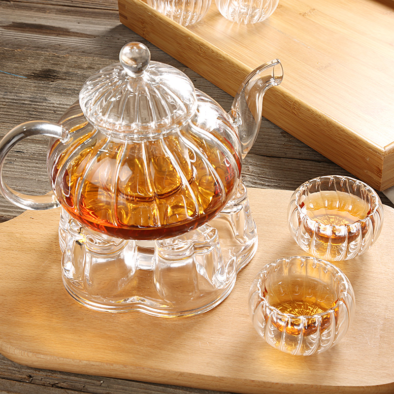 Relief retro style teapot high boron silicon Minming fire heating pot afternoon tea set pot with filter screen