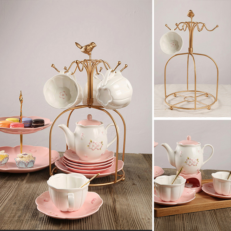 Small Bird Coffee Rack Cherry Blossom Cup Disc Suit Cherry Blossom Coffee Cup Rack