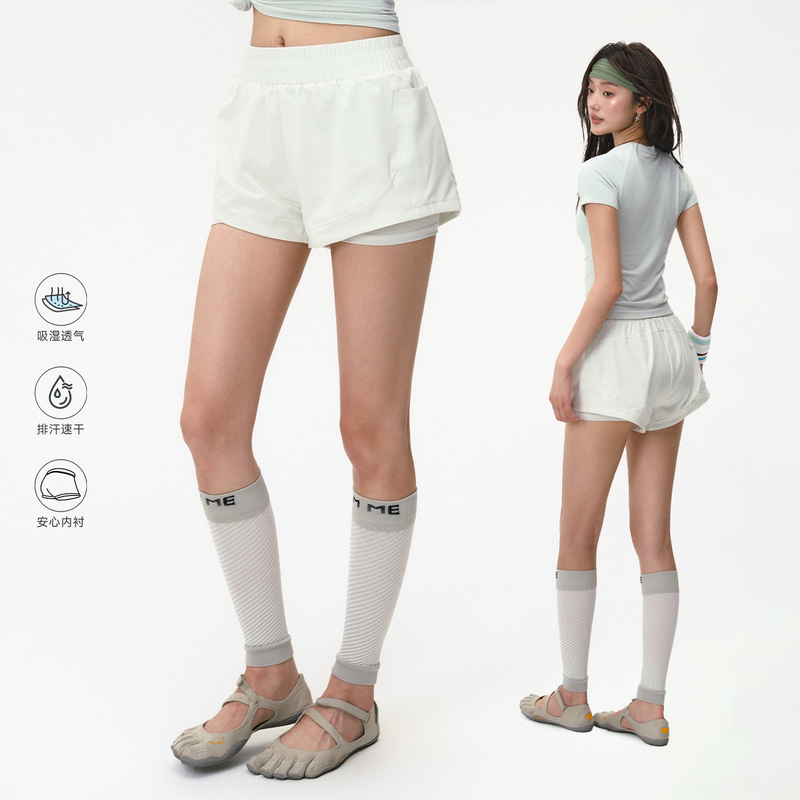 Summer Lightweight Sports Shorts for Women, Faux Two-Piece, High-Waisted, Quick-Drying, Professional Running Training Yoga Fitness Wear, Three-Quarter Pants